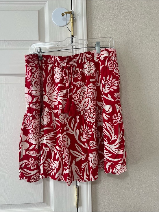 Knox Rose Dresses & Skirts - Knox Rose Tropical Red Floral Mini Skirt Tassel Tie Waist Boho Size Large